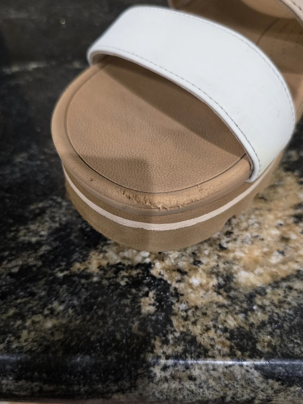 Reef Two-Band Slide Sandal in Beige and White